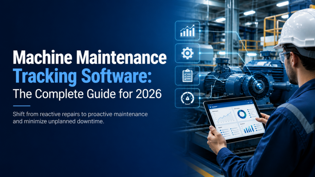 Machine maintenance tracking software dashboard used by technician in factory for predictive maintenance